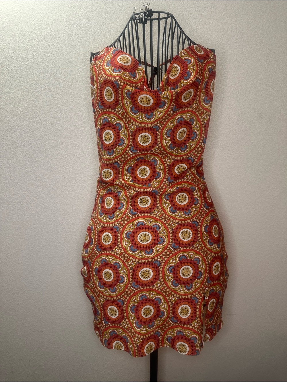 SHEIN Red Multi-Print Sleeveless Mini Dress
